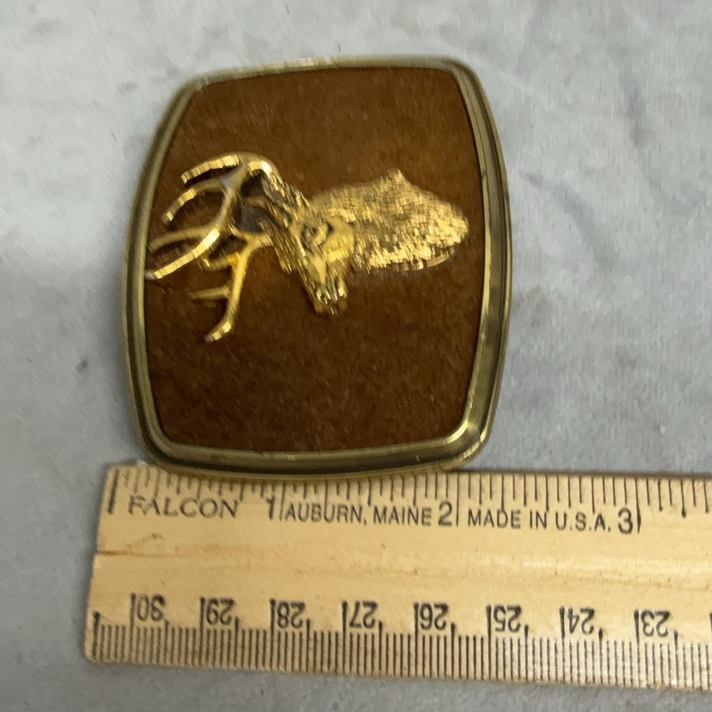 Vintage Rain-tree Belt Buckle Mens One Size Brown Deer Elk Head Western Hunting - Picture 8 of 9